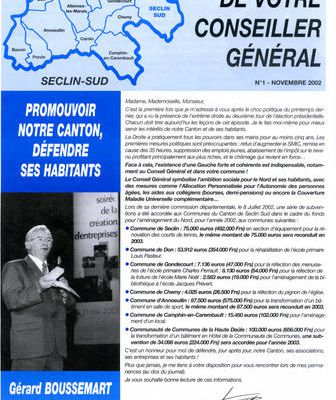 Lettre de votre Conseiller Général N°1