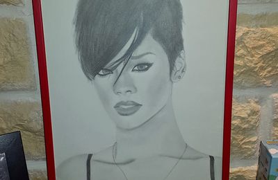 Portrait de Rihanna, crayon mine de plomb