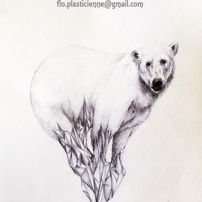 "Au sec-ours" dessin au stylo bille qui évoque le réchauffement climatique