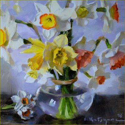 Les fleurs par les grands peintres - Elena Katsyura - narcisses et jonquilles
