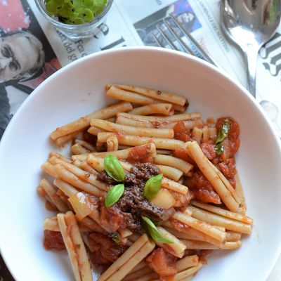 Pâtes tomates et tapenade