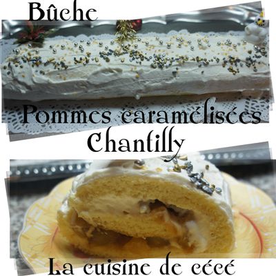 Bûche pommes caramélisée chantilly