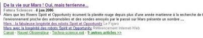 La vie terrestre sur Mars vu sur Google News