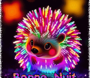Gif bonne nuit avec hérisson scintillant