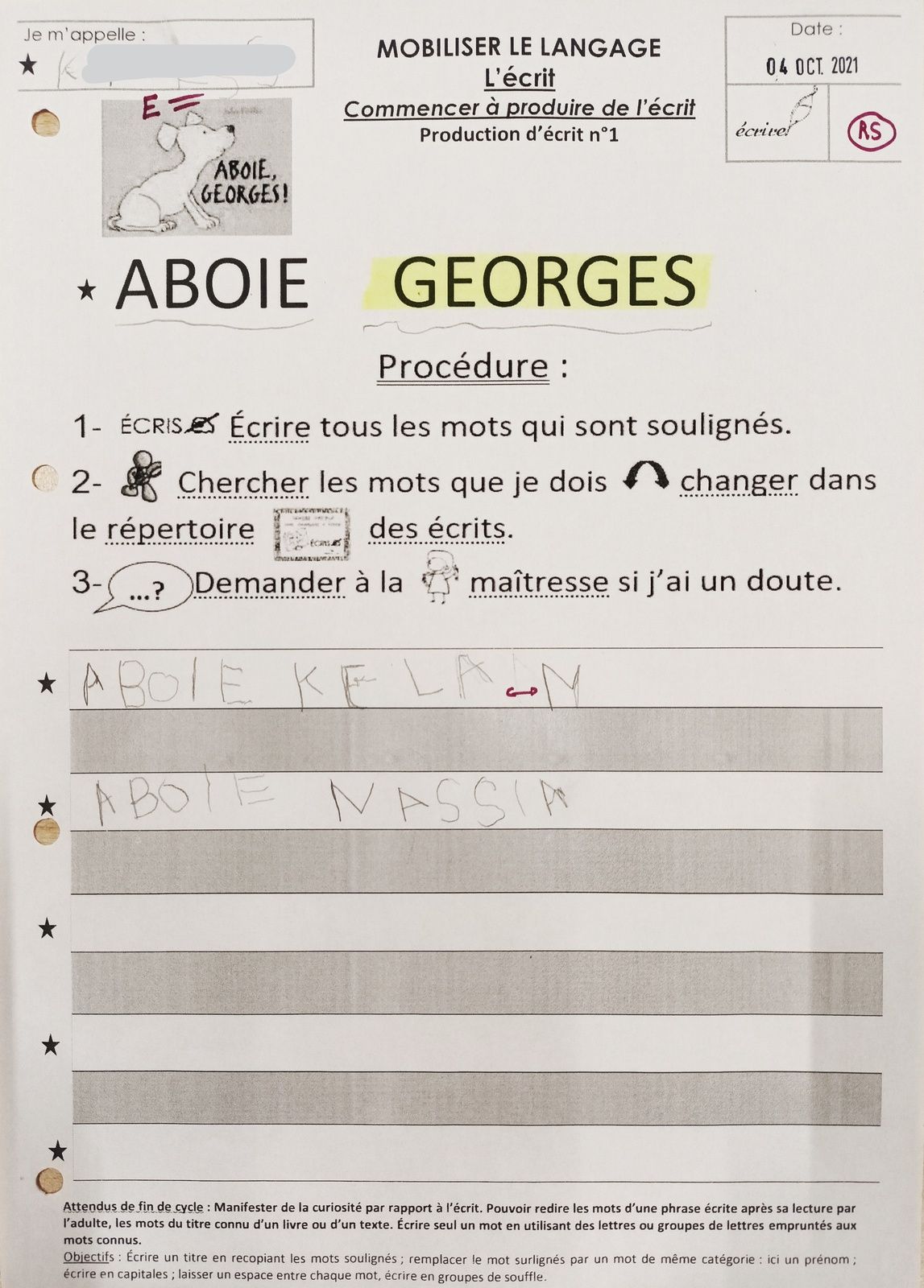 Page De Garde Cahier Grande Section Maternelle Papillon Le cahier outils et nos premières productions d'écrits GS- P.1-2021 -  Lutins de maternelle