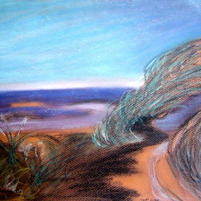 tempête un soir de blues (craie, crayon pastel...)