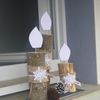 décoration noel scandinave : bougies avec buches de bois