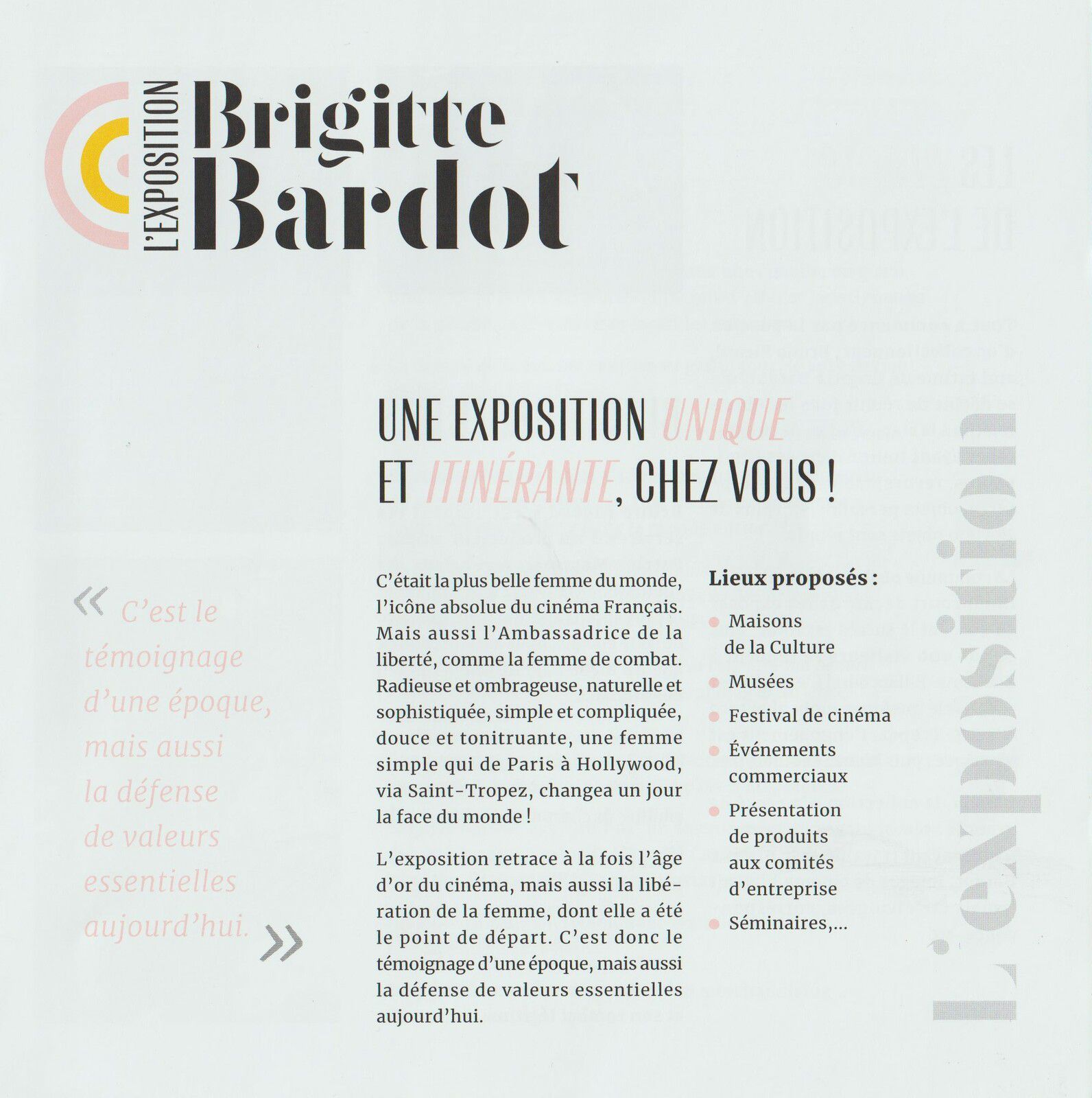 Brigitte Bardot : Une exposition unique et itinérante sur mesure et chez vous, c’est possible !