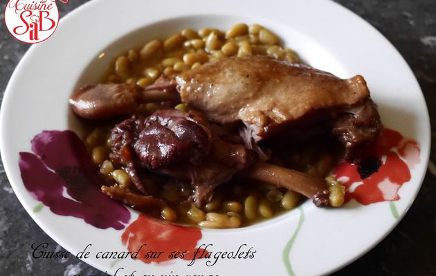 Cuisse de canard sur ses flageolets au miel et au vin rouge (au cookéo ou à la cocotte)