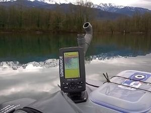 Sondeur en action, mon lowrance elite 4x HDI avec sa batterie...