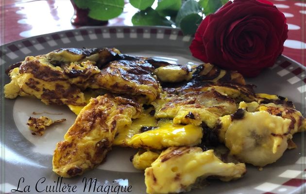 Omelette sucrée banane chocolat noir
