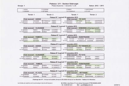 PROGRAMMES DES PLATEAUX D'AUTOMNE DES 3 EQUIPES