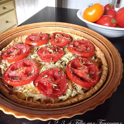 Tarte Tomates, oignons et moutarde à l'ancienne