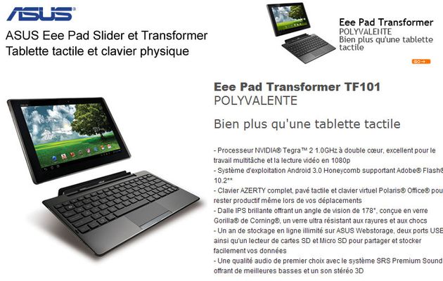 ASUS Eee Pad Transformer TF101 la tablette polyvalente