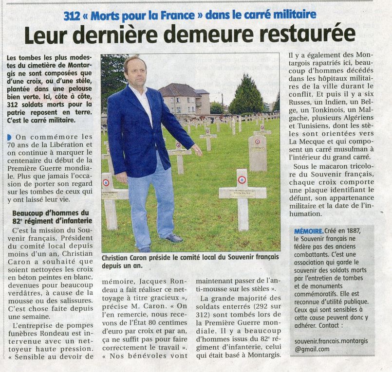 Rénovation du Carré militaire du cimetière de Montargis - Coupures presse