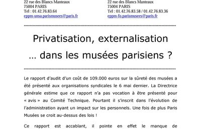 Privatisation, externalisation ... des musées parisiens ? 