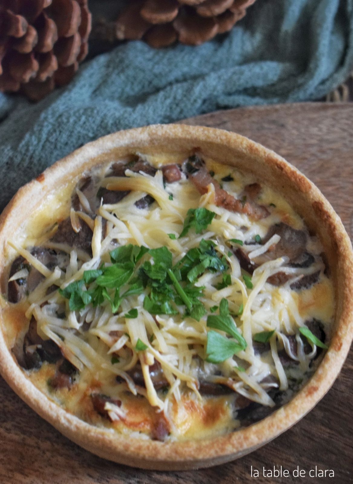 Tartelettes champignons bruns lardons