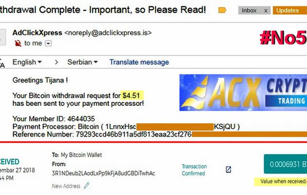 My No59 Withdrawal proof from AdClickXpressCrypto