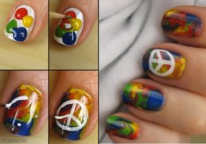 Tutoriel, nail art Hippie, peace and love