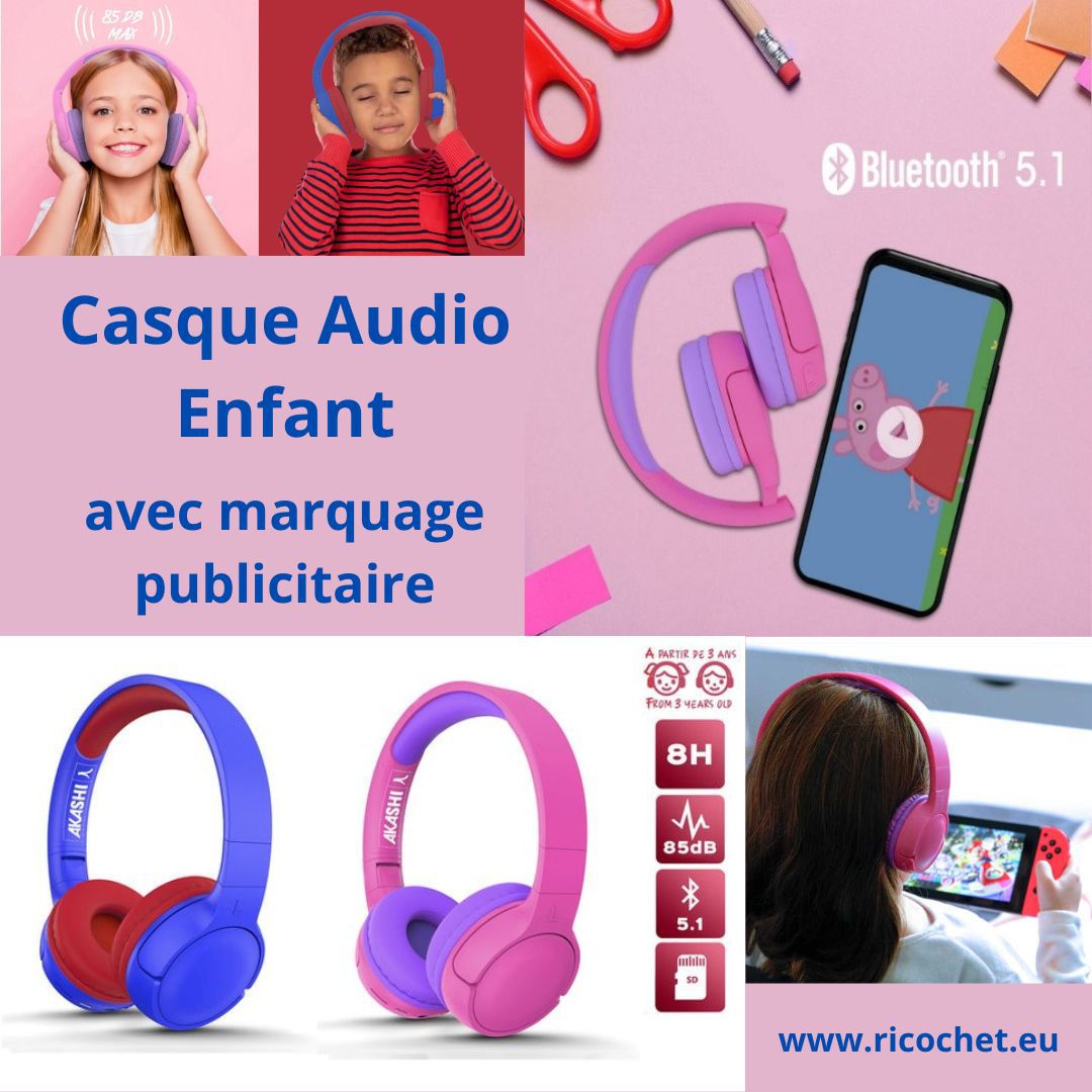 Casque Bluetooth 5.1 pour Enfant avec Micro, Autonomie 8h, Akashi