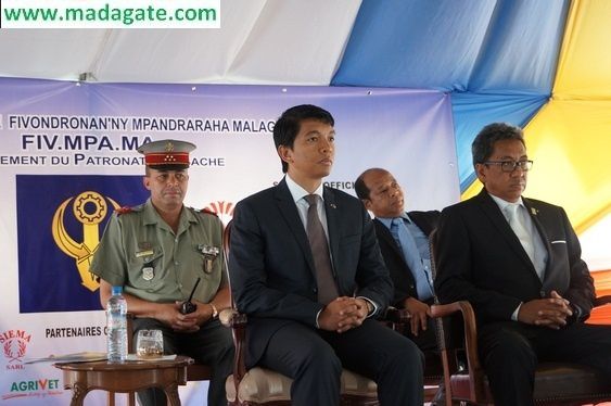 Zone Zital, Ankorondrano, 06.12.2012. Le Président Andry Rajoelina a participé au premier jour de la célébration des 40 ans de la FIVMPAMA (Groupement du Patronat malagasy). Photos Harilala Randrianarison