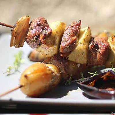 Brochettes de Magret de Canard aux Pommes