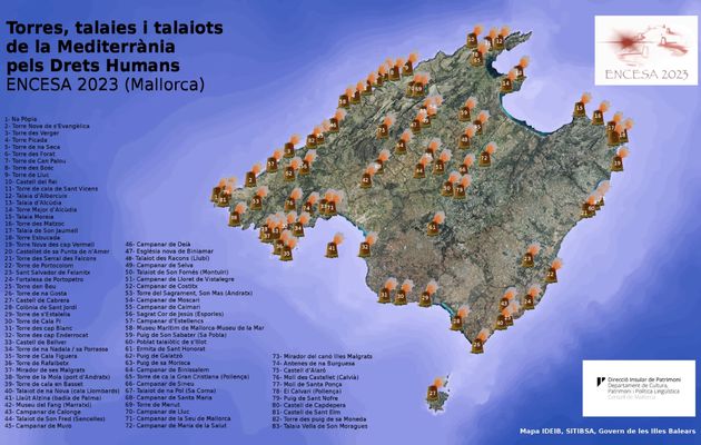 Carte des tours, tours de guets et miradors à Mallorca