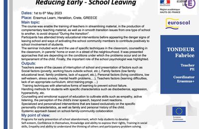 Mobilité de formation en Crète "Reducing Early - School Leaving" 