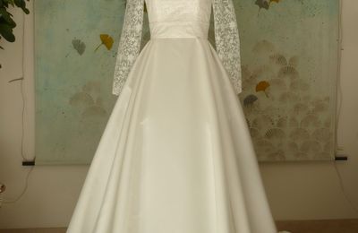 Robe Marie Hombeline en satin duchesse et tulle brodé