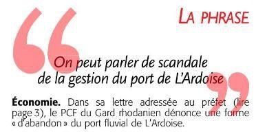 Port de L'ardoise : les communistes du Gard rhodanien interpellent le Préfet !