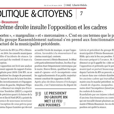 Hénin-Beaumont : l'extrême droite insulte l'opposition et les cadres