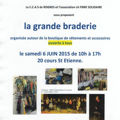 Grande Braderie de La Fibre Solidaire ouverte à tous samedi 06/06/2015