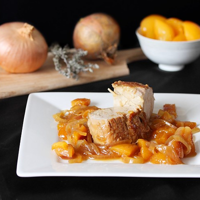 Filet mignon caramélisé aux abricots secs