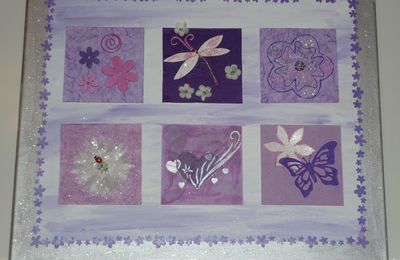 Tableau petite fille dans les tons violet