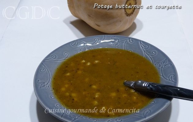 Potage de butternut courgette et blé pré cuit