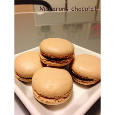 Macarons chocolat, vanille et à la rose