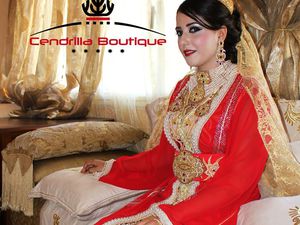 La boutique Cendrilla Met à votre disposition cette Takchita Rouge de la mariée de très haute couture pour un mariage de rêves. Un service Professionnel de Negafa de luxe équipé d'un grand staff de travail rien que pour vous.