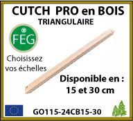 Cutch Vintage en bois triangulaire de 15 ou 30 cm fabrication Européenne - GO115-24CB15-30