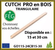 Cutch Vintage en bois triangulaire de 15 ou 30 cm fabrication Européenne - GO115-21CB15-30