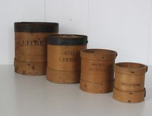 Lot de 4 pots en bois Litre Demil-litre Double Décilitre et Décilitre 