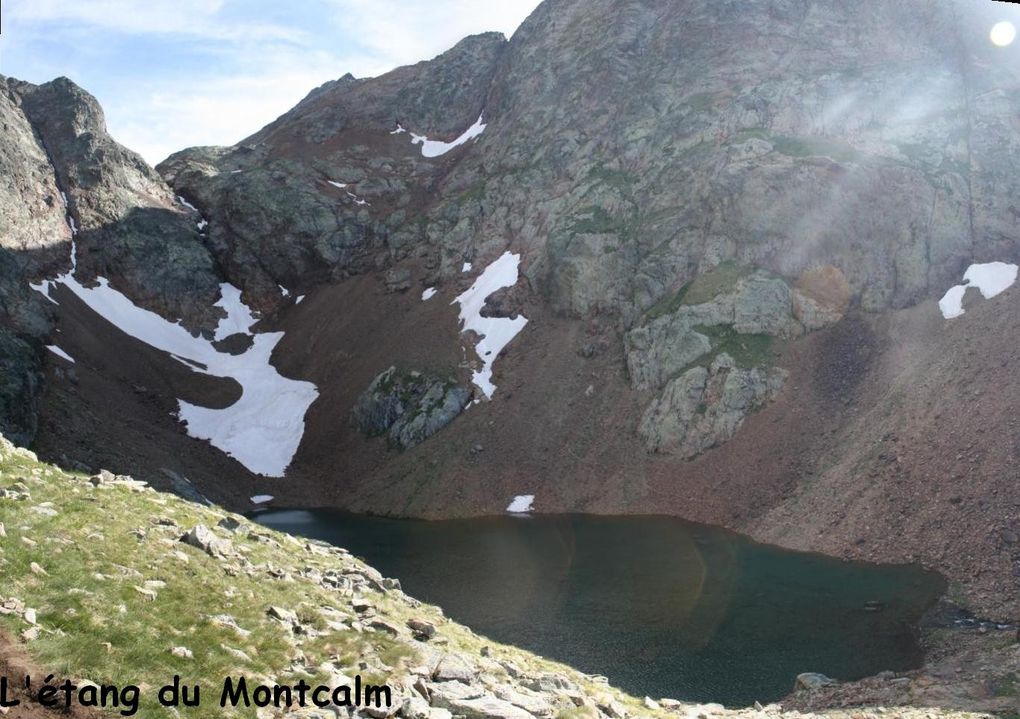 Le Montcalm et le Sullo, le pic de Sarrazi, le pic de la Soucarrane, l'étang de Peyregrand