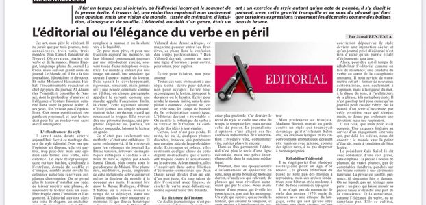 L’éditorial ou l’élégance du verbe en péril. 