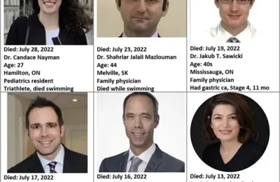 Les jeunes médecins canadiens meurent à un taux 23 fois supérieur à la normale après le deuxième rappel (Substack)