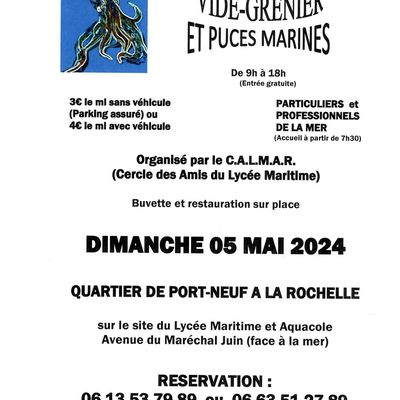 ANNONCE DU PROCHAIN VIDE-GRENIERS ET PUCES MARINES DU 5 MAI 2024