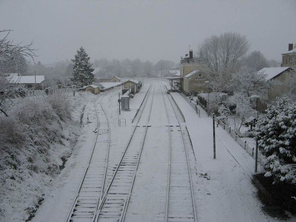 La gare sous la neige, le 30 janvier 2010