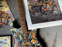 Georges Douna, Artisan Extraordinaire, a réussi le pari d'adapter mon dessin de Maiden sur le corps de la Stratocaster. Je suis ravi ! 😉 Juanjo Guarnido