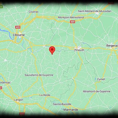 Gironde - Sainte Radegonde - Position maison forte sur carte