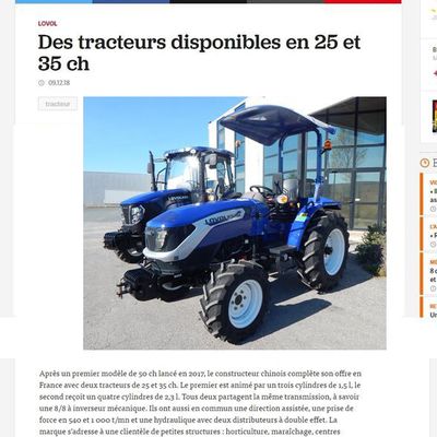 Nos tracteurs Lovol dans le magazine "La France Agricole"