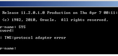 Solution : ERROR: ORA-12560: TNS:protocol adapter error