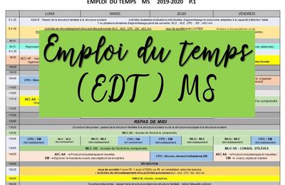 Mon nouvel emploi du temps MS, 2019